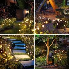 Cubilan Solar Firefly Garden Lights 32 Leds Solar Outdoor Swaying Lights 4 Pack