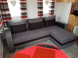 Corner Sofa Bed Velvet Grey Black 236cm