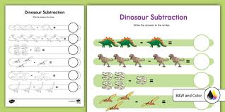 Dinosaur Subtraction Worksheet Math