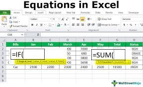 equations in excel how to create
