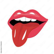 tongue icon flat style red open mouth
