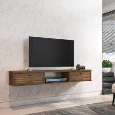 Floating Tv Stand Brown Wood 63 Wall