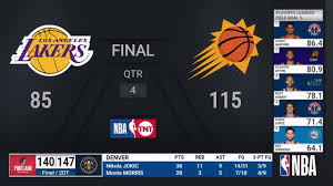 Visit our nba scoreboard for the latest basketball scores, team schedules, player stats and game results for the current season Lakers Suns Nba Playoffs On Tnt Live Scoreboard Youtube