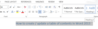 how to create table of contents toc