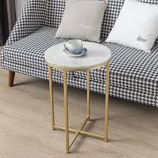 Gold Round Marble Top End Table U200120