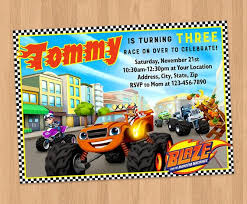This tv program is about a truck racing and together with a human kid, … Blaze And The Monster Machines Birthday Party Invitation Blaze Birthday Printable Birthday Invitations Monster Truck Birthday