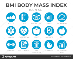 Bmi Body Mass Index Round Icon Set Of Weight Height Bmi