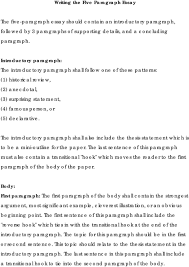 writing the five paragraph essay pdf the introductory paragraph shall also include the thesis statement which is to be a mini