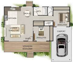 2 Bed Carport House Plan 102kr 2