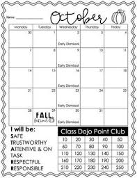Editable Behavior Calendars For Clip Chart And Class Dojo