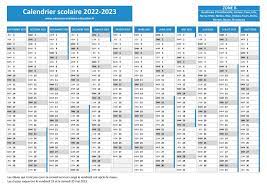 Calendrier scolaire 2022-2023 à imprimer