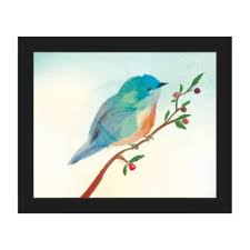 Turquoise Tinted Bird Framed Canvas