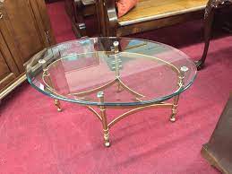 Vintage Glass Top Coffee Table Brass