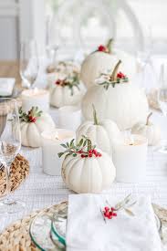 white pumpkin and berry fall tablescape