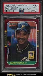 Came straight out of original box and put into a protective sleeve. Auction Prices Realized Baseball Cards 1987 Donruss Opening Day Barry Bonds Dark Jersey Johnny Ray