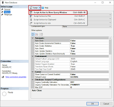 create a database in sql server using