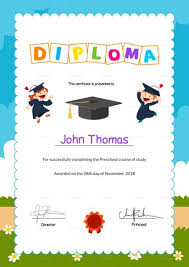Preschool Diploma Graduation Certificate Template