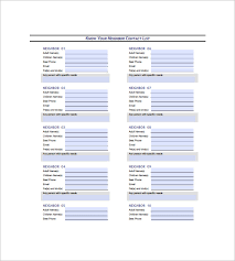 Contact List Template 12 Free Word Excel Pdf Format