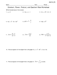 Chapter 3 worksheet packet ap calculus ab name. Constant Power Product And Quotient Rule Worksheet Fill Online Printable Fillable Blank Pdffiller