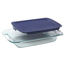 3 Quart Glass Baking Dish With Blue Lid