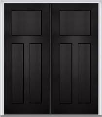Mmi Door 64 In X 80 In Classic Left Hand Inswing Craftsman 3 Panel Painted Fiberglass Smooth Prehung Front Door With Brickmould Black