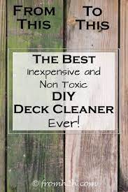 There are several different recipes you'll find out there, but here's one my team has found to be the best one based on ease to make and effectiveness to clean your deck thoroughly. Diy Wood Deck Cleaner