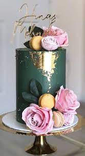 38 Beautiful Cake Designs To Swoon Dark Green Gold Foil Cake With  gambar png