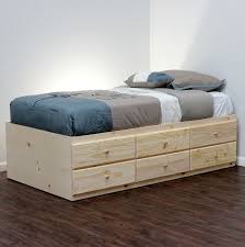 extra long twin storage bed pine wood