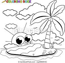 Color online with this game to color nature coloring pages and you will be able to share and to create your own gallery online. Island With Palm Tree And Cartoon Sun Vector Black And White Coloring Page Vector Black And White Illustration Of An Island Canstock