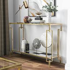 Champagne Rectangle Glass Console Table