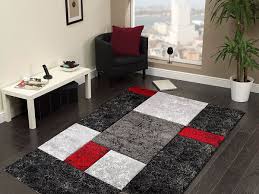 modern black grey red rug hawaii blocks