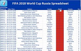 Free Downloadable Fifa 2018 World Cup Spreadsheet