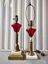 Glass Table Lamps Marble Brass