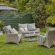 4 seater grey rattan garden sofa set