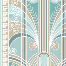 Teal Art Deco Fabric Wallpaper And
