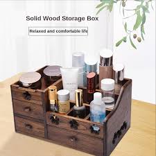 wooden makeup organizer with 2 drawers