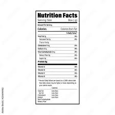 nutrition facts information label for