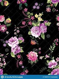 Abstract Elegance Seamless Pattern With Floral On Black Color  gambar png