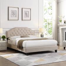 Eviehome Beige Jerson Upholstered Bed