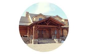 One of the most popular styles, post and beam uses full logs as a structural support providing a natural log surface inside and outside the home. Timber Frame Homes Brooks Post Beam