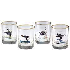 Amazon.com | Culver Ned Smith 22k Gold Rim Waterfowl DOF Double  Old-Fashioned Glasses, 13.5-Ounce, Assorted Set of 4: Old Fashioned Glasses