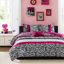 zebra comforter set black white pink