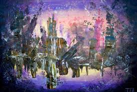 Abstract City Acrylic Large Painting