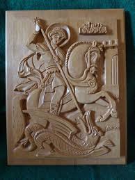 Hand Carved Byzantine Icon St George