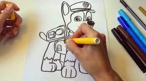Щенячий Патруль - рисуем Гонщика. Мультик раскраска. How to draw Chase from  PAW patrol. - video Dailymotion