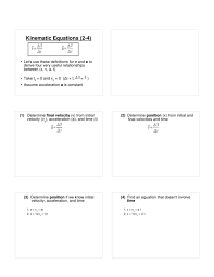 Kinematic Equations 2 4