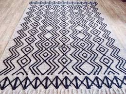 pile wool handwoven rug blue argyle