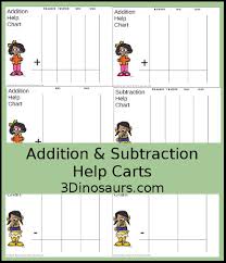 3 Dinosaurs Addition Subtraction Help Chart With Place Value