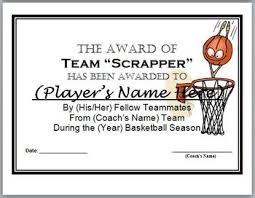 Basketball Awards Certificates 9 Different Awards