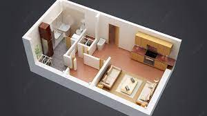 3d Render Of A Compact Studio Apartment